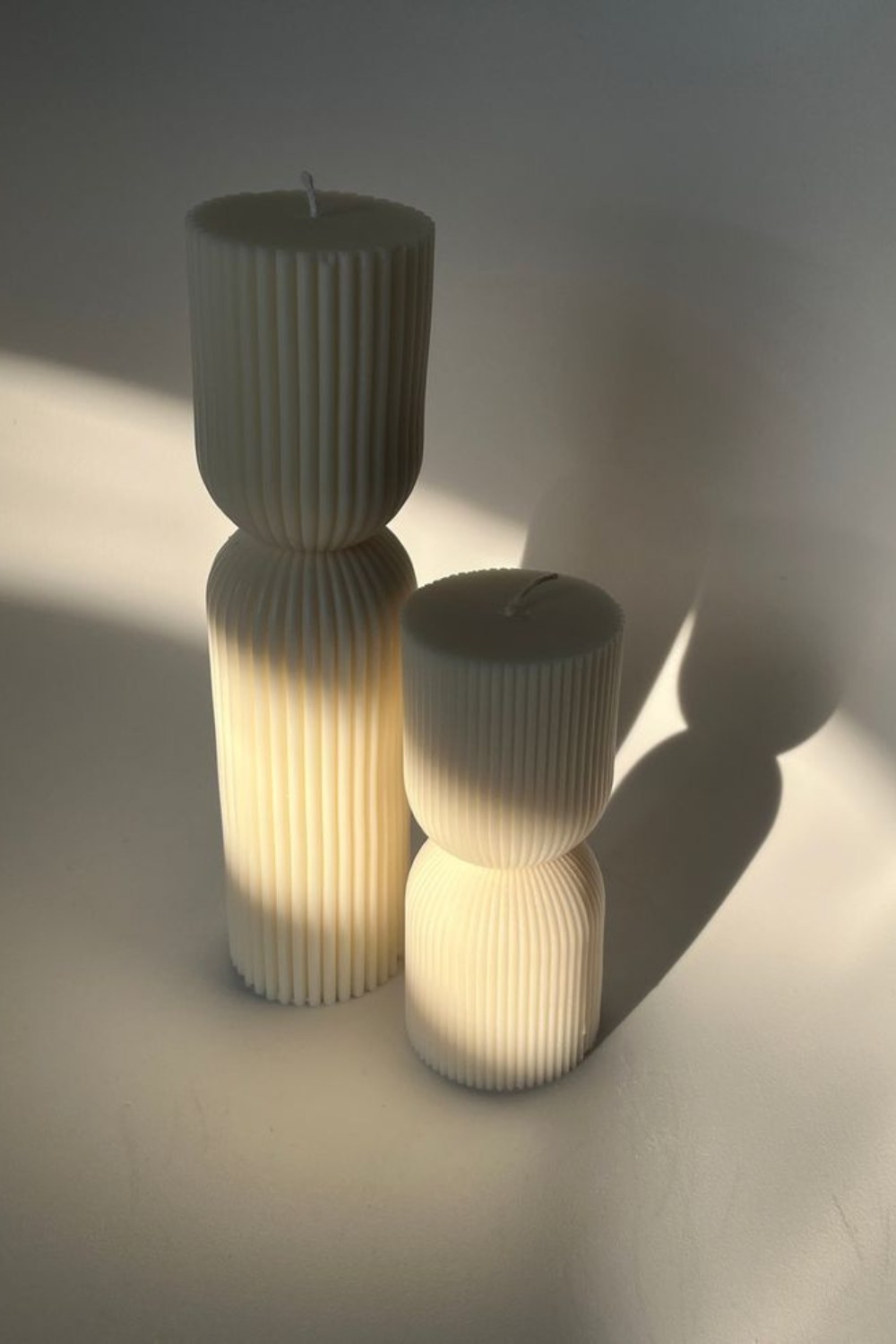 Ribbed Hourglass Pillar Candle