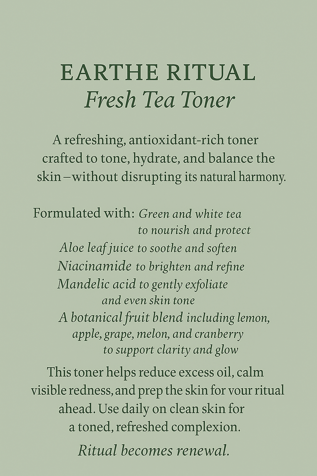 EARTHE RITUAL / Fresh Tea Toner